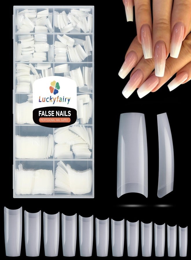 Luckyfairy أظافر صناعية من لاكي فيري، ٥٠٤ قطعة، نصف تغطية، أطراف أظافر أكريليك، أظافر صناعية، أطراف أظافر فرنسية أنيقة، أظافر أكريليك صناعية لتطويل الأظافر، صالونات التجميل، اصنعيها بنفسك في المنزل - Image 1